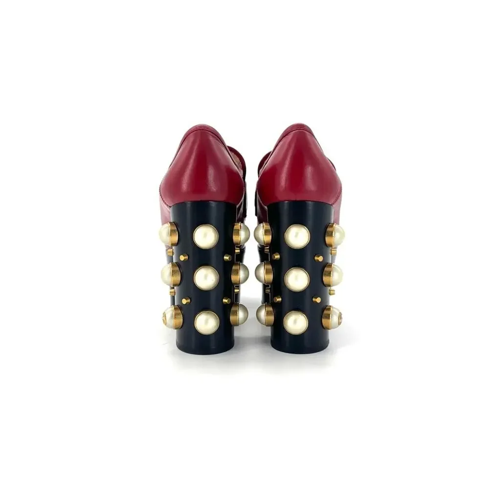 Gucci Vegas Pearl Horsebit Platform High Block Heel Loafers 37 - Picture 6 of 10